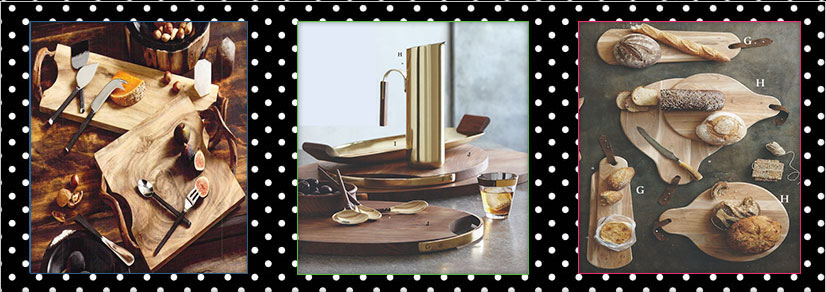 A cheese knife and board set in a variety of shapes and sizes over three images